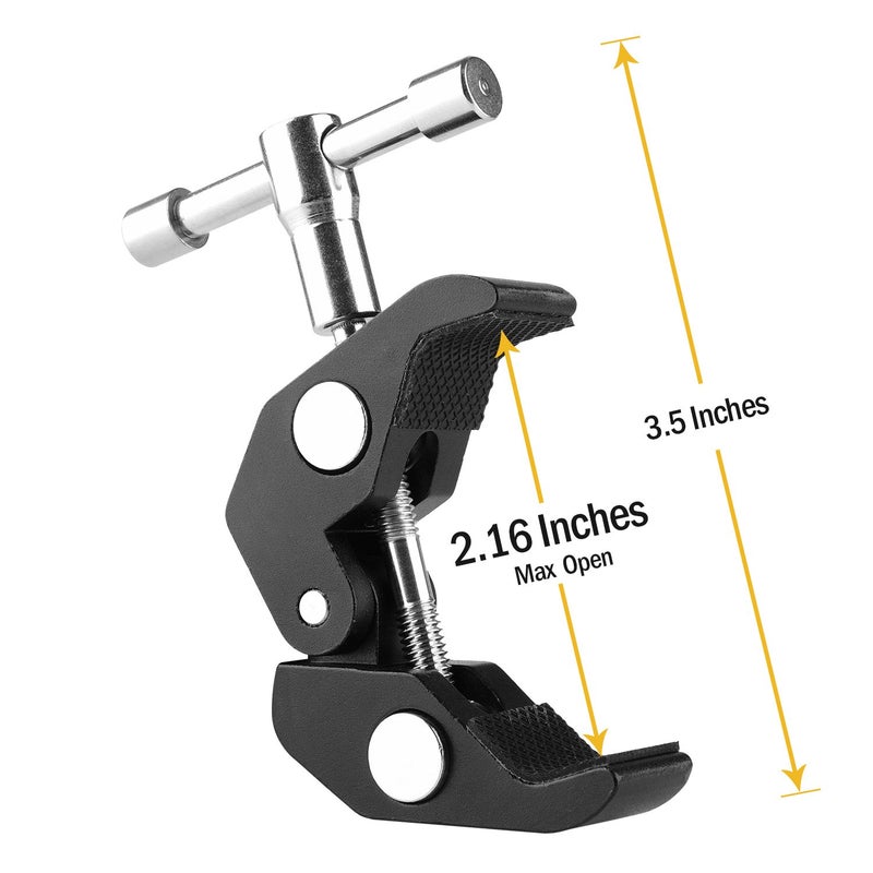 ChromLives Super Clamp Crab Clamp Photography w/ 1/4'' and 3/8'' Thread Rod Clamp Pliers Clip for DSLR Rig Cameras, 15mm Rods, Lights, Umbrellas, Hooks, Plate Glass, Cross Bars and More 2Pack - Image 2